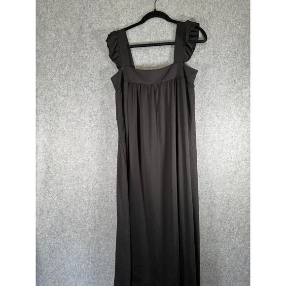 Ann‎ Taylor Dress 4 Ruffle Sleeve Midi Black Stretch Midi Summer Mature - Picture 1 of 7